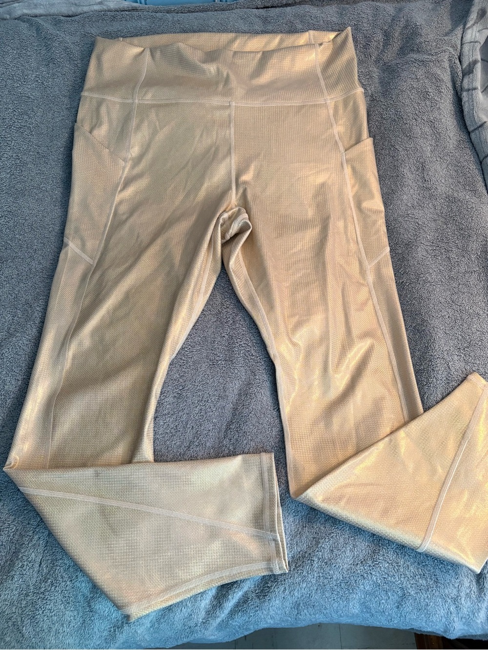 Fabletics Oasis PureLuxe High Waisted Shine Leggings  Bronze 2 Pockets